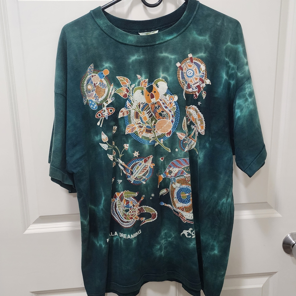 Liquid Blue Green Tie-Dye Turtle Tee
